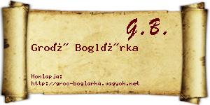 Groó Boglárka névjegykártya